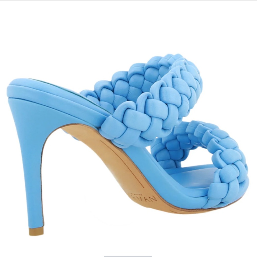ALEXANDRE BIRMAN Francis Braided Leather Mules Aquarius Blue Size 9 - Picture 3 of 15